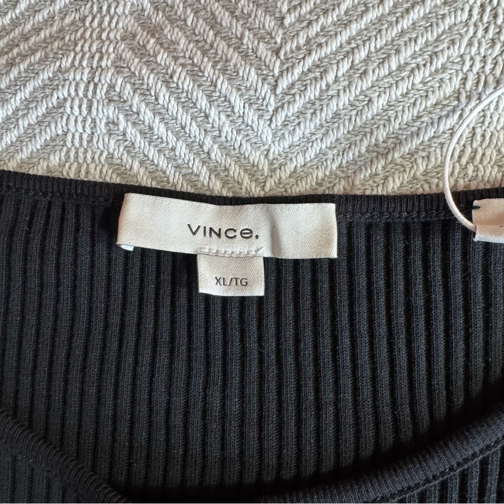 NWT Vince‎ Ribbed Knit Cotton Sleeveless Midi Dress, Black, Size XL - Picture 4 of 10
